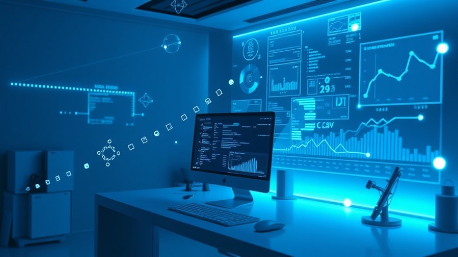 Futuristic computer setup visualizing artificial intelligence in marketing data strategies.