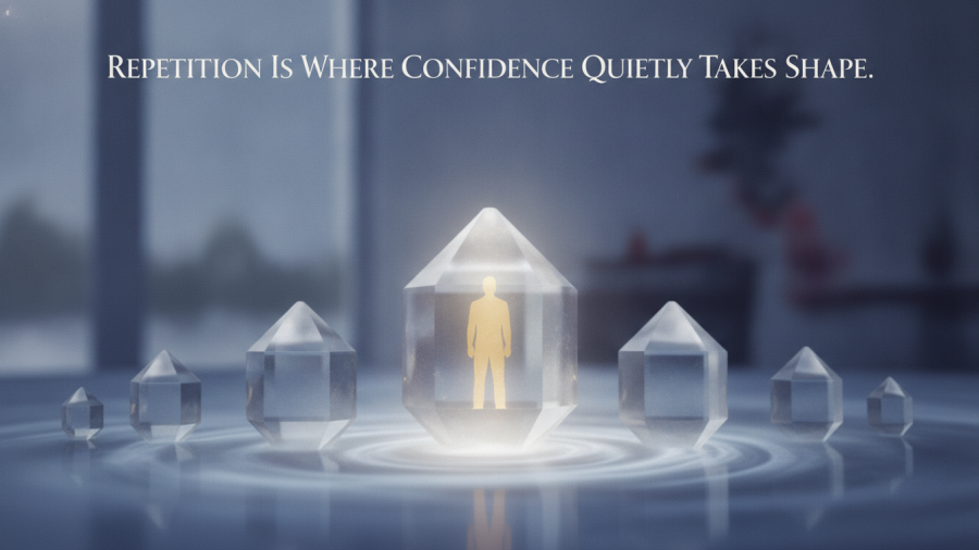 Repetition builds confidence in leadership development and growth.