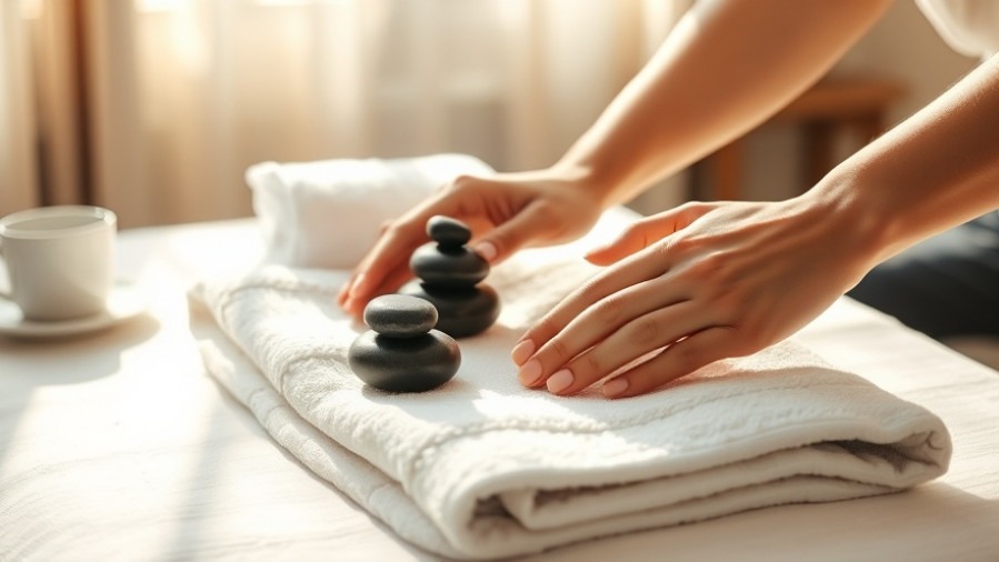 Massage stones arranged with care, embodying spa leadership and employee wellbeing.