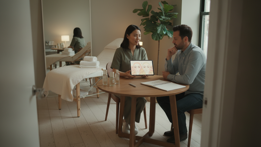 Natural beauty treatment consultation reflecting personalized aesthetic planning.