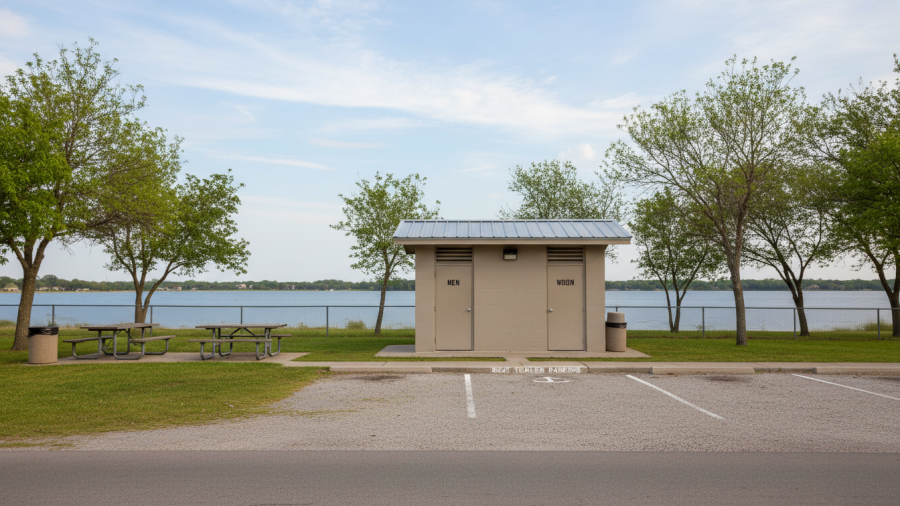 Functional amenities at Hogback Island, highlighting safety for visitors and boaters.