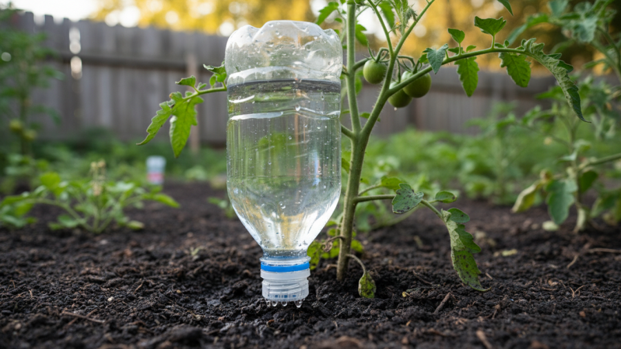 Smart gardening watering tips in Sacramento using everyday items.