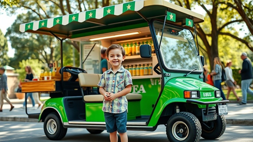 Cheerful young entrepreneur by a vibrant food truck in Sacramento, showcasing community support.