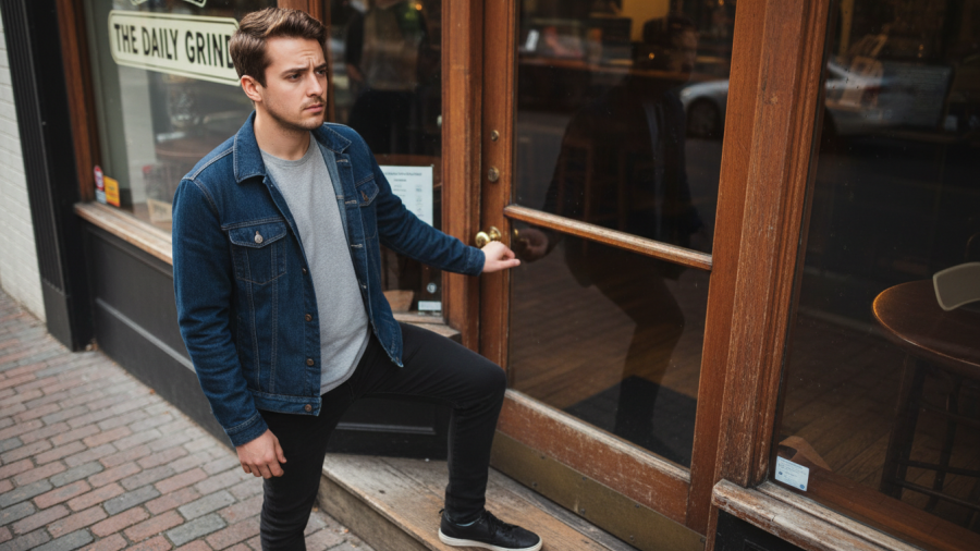 Person hesitating at a spa entrance, embodying why spa marketing doesn't convert.