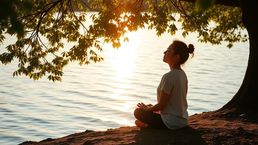 Mindful moment by the river promoting healthy aging and mobility in the fitness community.