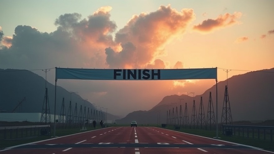 A finish line that lasts forever, symbolizing eternal achievement.