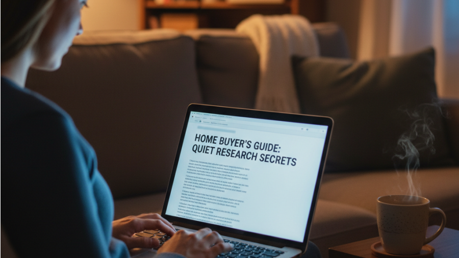 Buyer researching human-centered marketing in a cozy setting, showcasing technology integration.