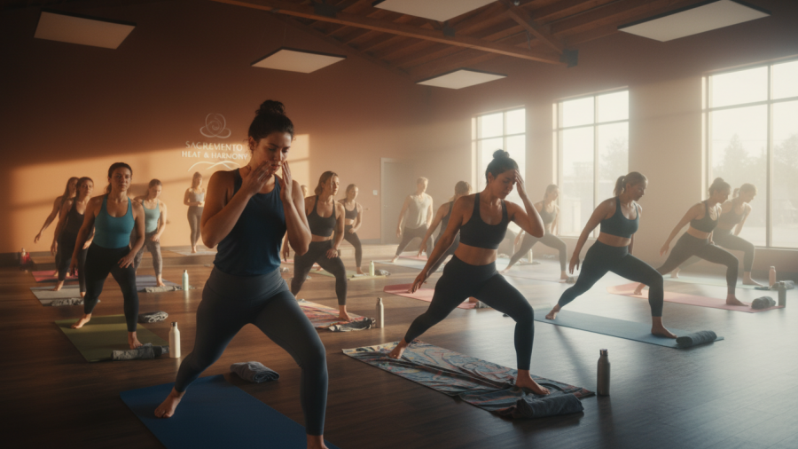 Sacramento heated yoga class experience for first-time and returning students.