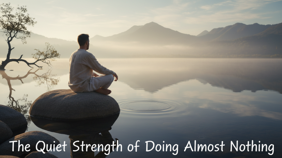 A male embodying mindfulness practice, reflecting on difficult emotions.