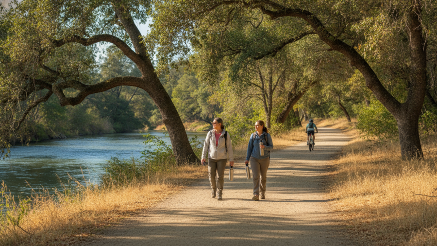 Hikers alonfg the American river Trail