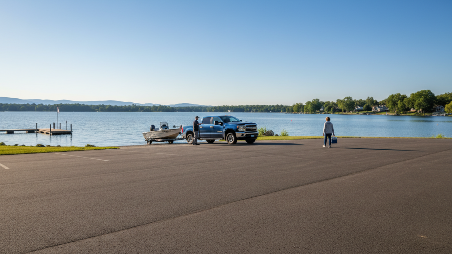 Safe daytime visit to Hogback Island boat launch with clear visibility.
