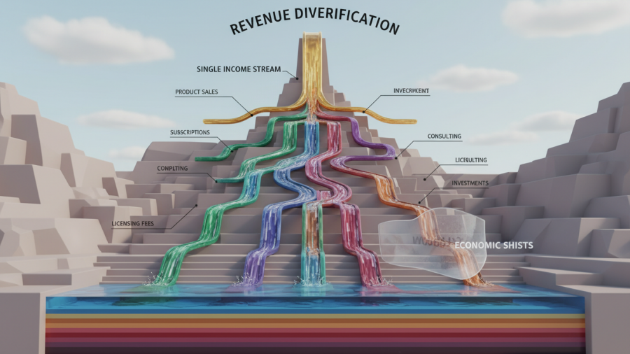 Revenue diversification: transforming single income streams into a resilient layered system.
