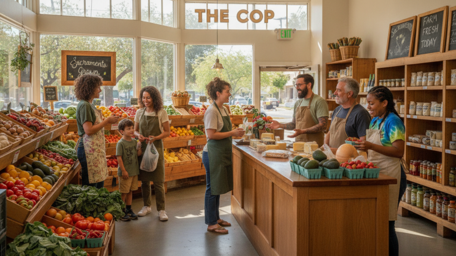 Specialty neighborhood market in Sacramento showcasing fresh local produce and friendly staff.