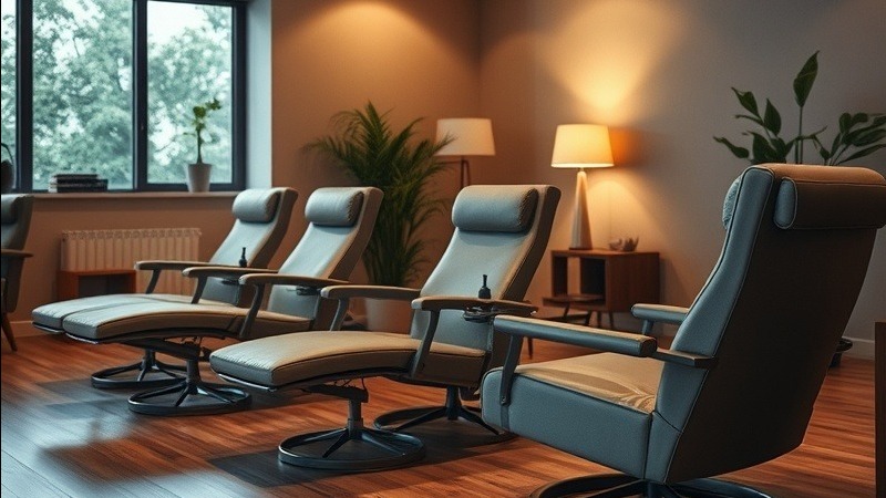 Relaxed in a recovery lounge with serene ambiance