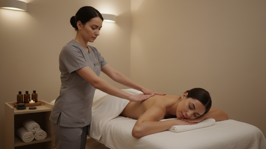 Calm spa service scene illustrating the spa customer experience.