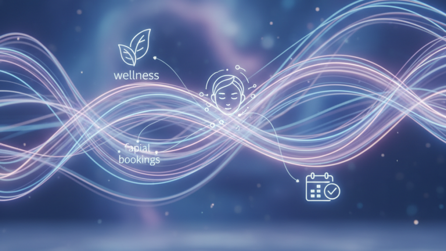 Futuristic data paths with spa icons, symbolizing Programmatic Advertising innovation.