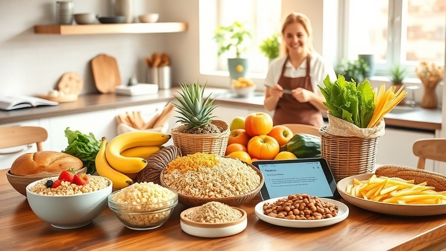 Vibrant kitchen scene promoting healthy eating choices with quality carbohydrates.