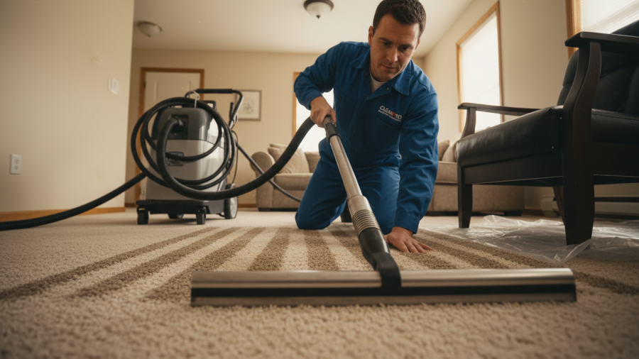 Professional carpet cleaning technician removing pet urine smell, ensuring effective odor removal.