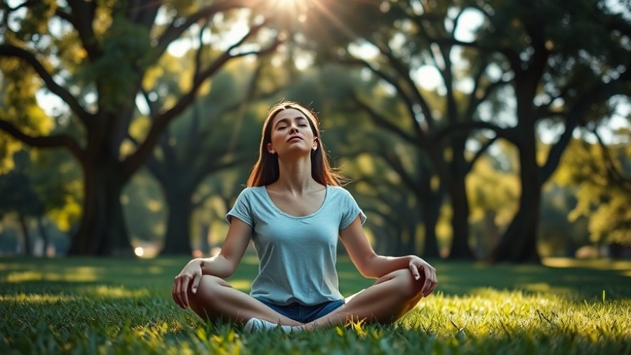 A woman meditates in Capitol Park, showcasing the benefits of magnesium for mental health.