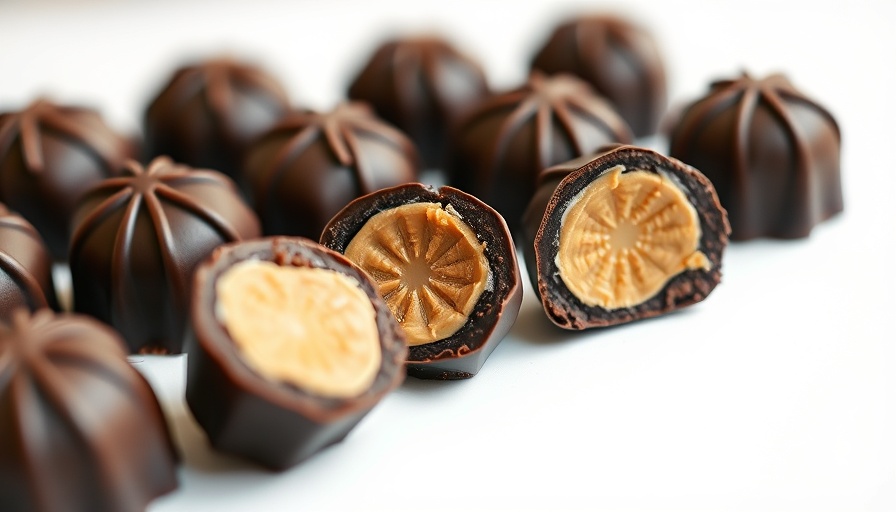 Neatly arranged chocolate truffles on a white surface, illustrating mindful holiday treats.