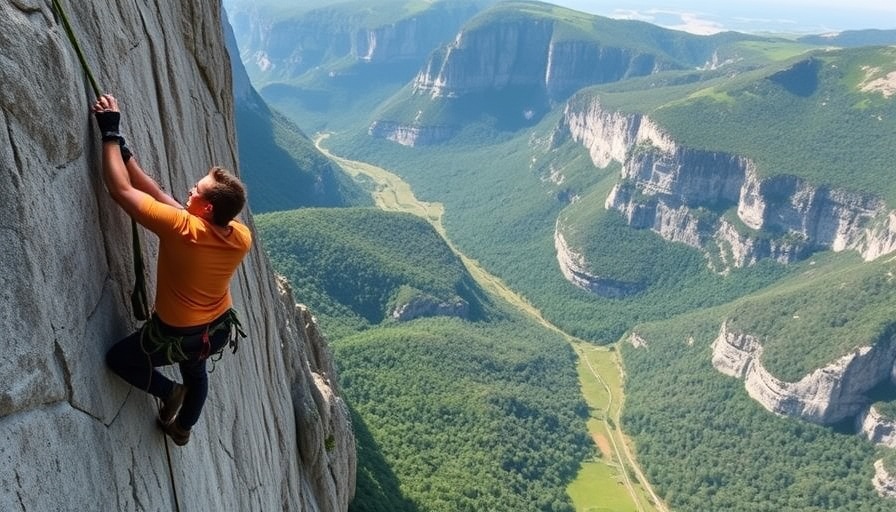 Government shutdown impact on outdoor recreation: climber in vast valley.