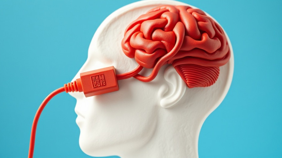 Clay art of head silhouette with brain plug for optimism meditation.