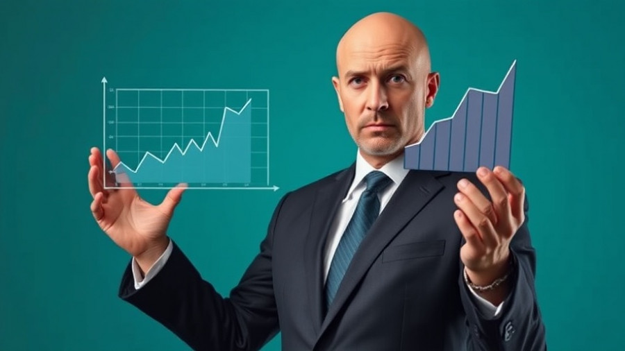 Bald man explains study on fasting for IBS relief with graph, teal background.