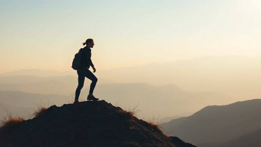 Silhouette climbing hill under clear sky, symbolizing letting go of mindfulness results