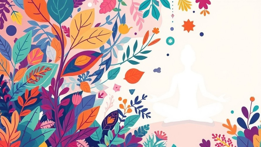 Abstract meditation illustration depicting mental well-being with colorful shapes.