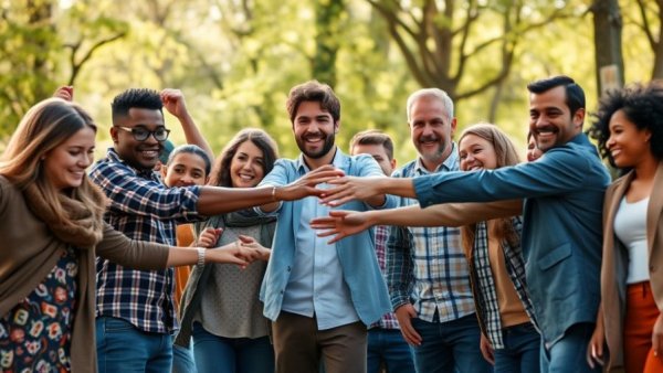 Squatch Til You Drop trail run participants joining hands for teamwork.
