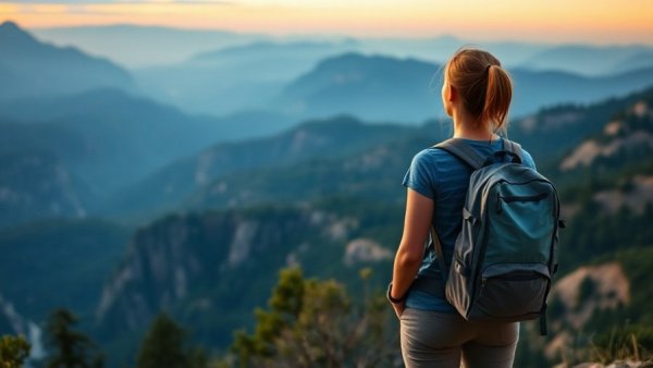 Woman admiring mountain view reflecting on public lands and waters funding.