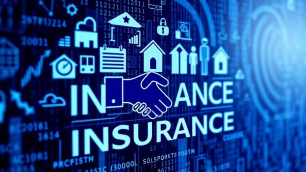 Williamson Insurance digital concept illustration, blue theme with icons