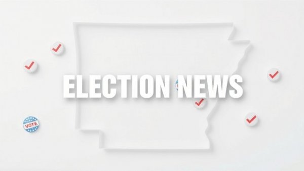 Arkansas Election News graphic with voting symbols for Senate District 26 runoff