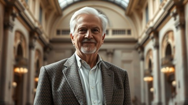 Elderly man in a blazer indoors, part of Arkansas Medical Society campaign.