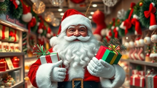 Festive Santa display in Fort Smith retail store showcasing holiday sales growth.