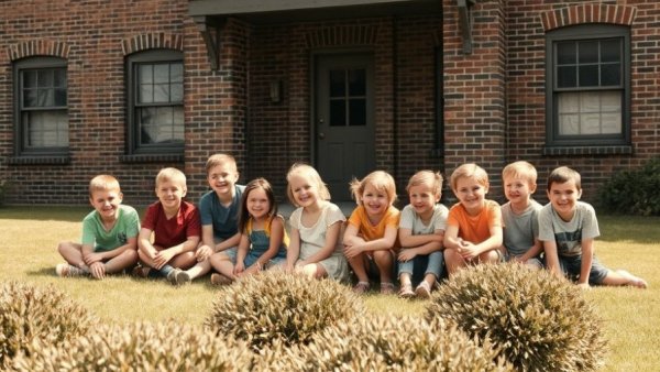 Vintage children group photo at school, Hoxie Museum context.