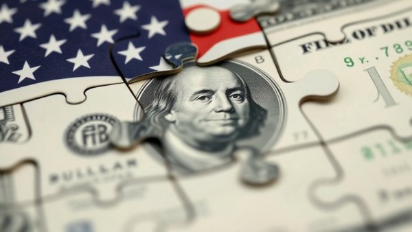 U.S. GDP growth depicted with puzzle and dollar bill.