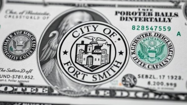 City of Fort Smith logo on currency background, related to water slide spending.