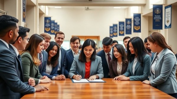 Group signing ceremony for workforce training Arkansas partnership.