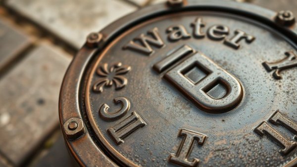 Close-up of Fort Smith water meter cover with textured details.