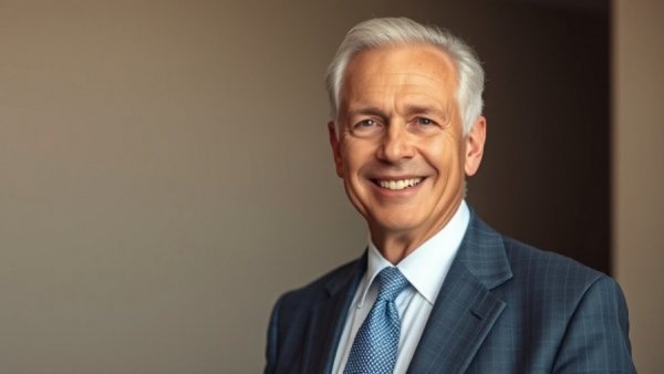 Distinguished man in a suit smiling confidently, Fort Smith hospital changes.