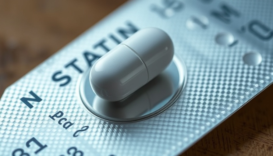 Statin pill in open blister pack representing benefits and risks of statins.