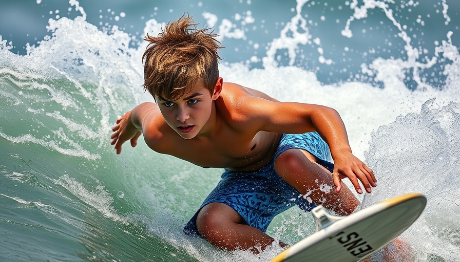 Julian Williams explosive surf training captured mid-action.