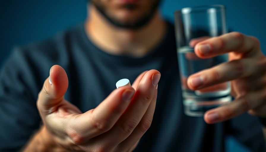Close-up of a man's hand with a pill, discussing benefits and risks of statins.