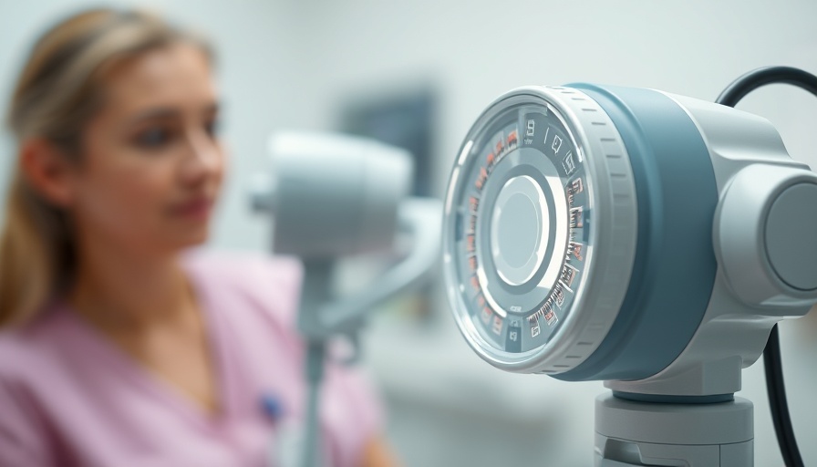 Close-up of medical equipment in a breast cancer awareness setting.