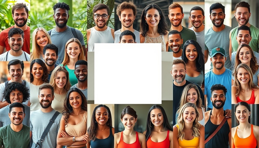 Diverse group collage promoting River Valley fitness.