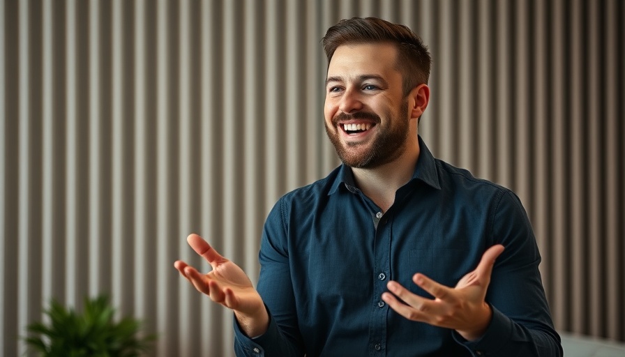 Confident speaker discussing email marketing strategies in a studio setting.