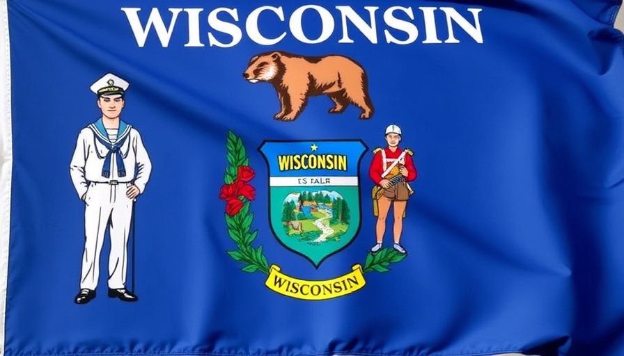 Flag of Wisconsin symbolizing state heritage and history.