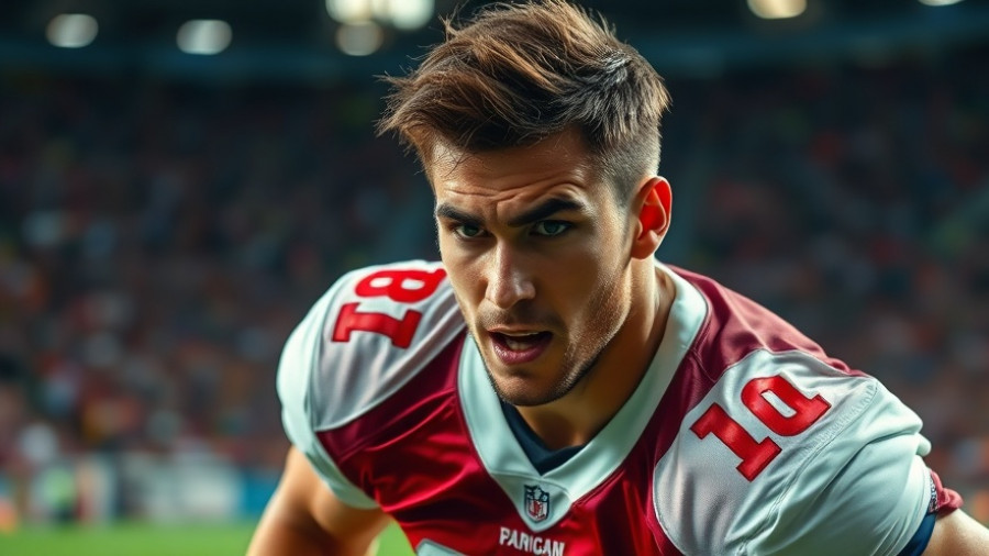 Wisconsin outdoor recreation, football action scene with player in motion.