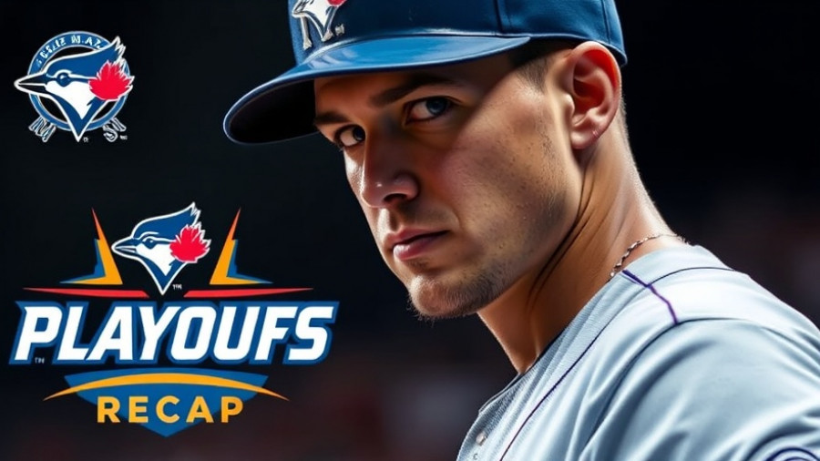 Baseball recap with Blue Jays player and MLB Playoffs graphic.